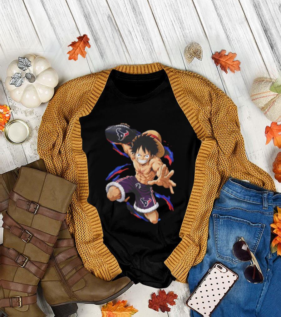Anime Luffy Houston Texans Football Fan T-Shirt