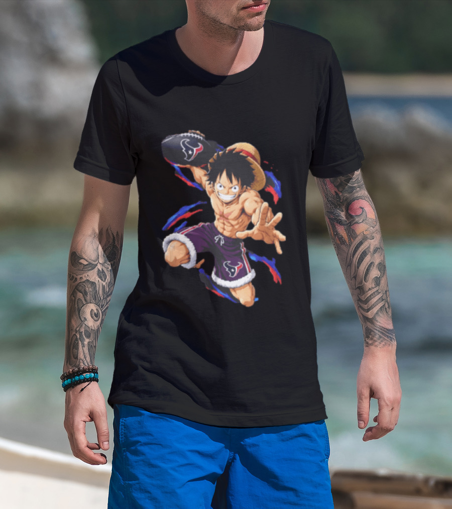 Anime Luffy Houston Texans Football Fan T-Shirt