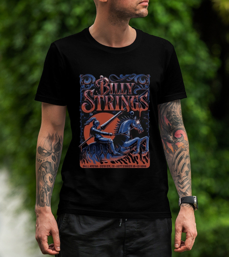 Billy Strings Ball Arena Denver CO September 18 19 2026 Lewy Jones Knight On Horseback T-Shirt