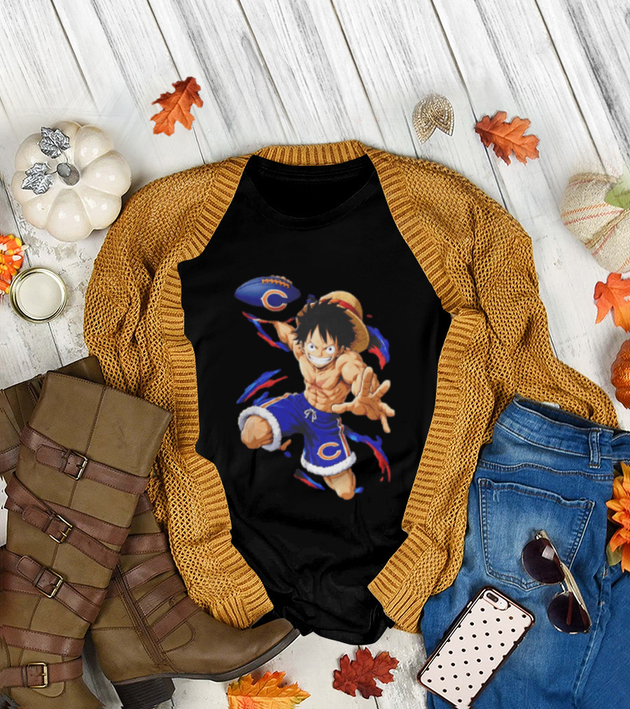 Chicago Bears Straw Hat Pirate Football Anime Crossover Adventures T-Shirt