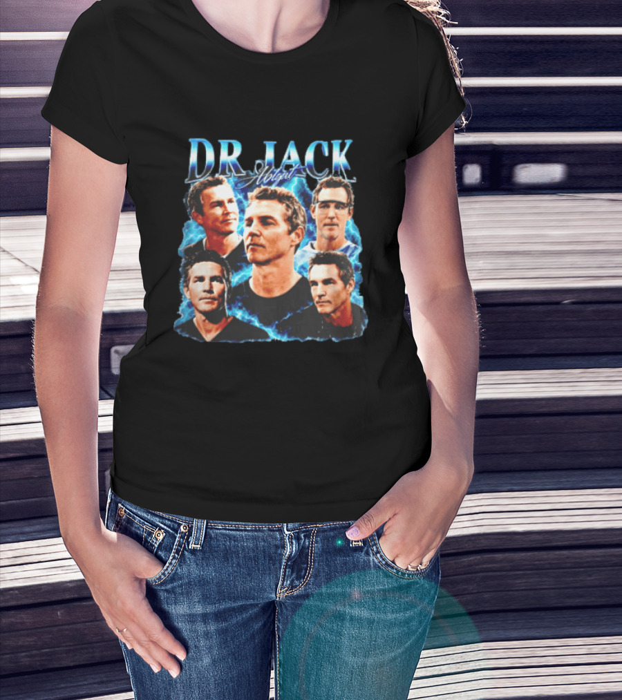 Dr Jack Abigail Bootleg Lightning Doctor Portraits Black T-Shirt