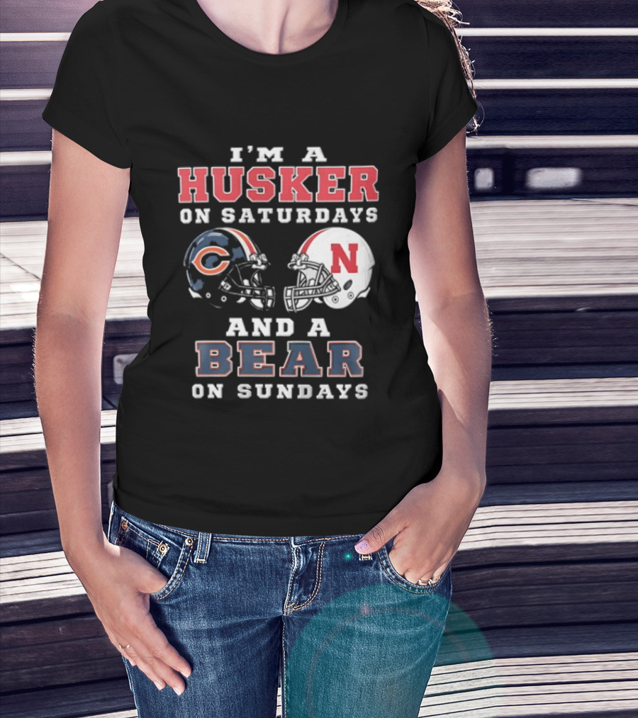 Nebraska Cornhuskers Saturdays Chicago Bears Sundays Sports Fan Gear T-Shirt