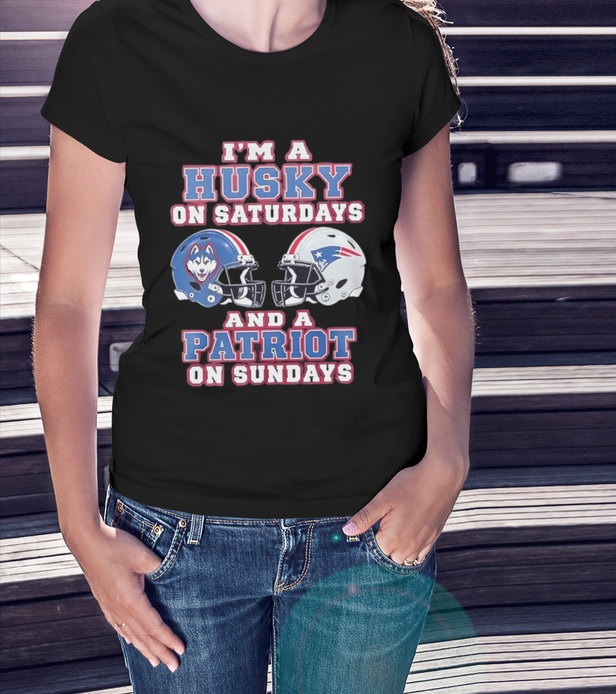 I'm A Husky On Saturdays And A Patriot On Sundays Football Helmets T-Shirt