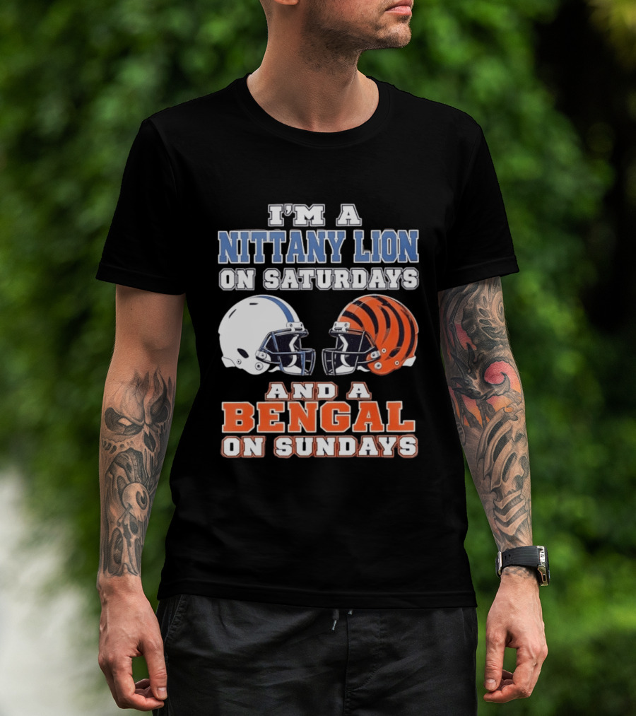 Nittany Lion On Saturdays Bengal On Sundays Football Fan Helmets T-Shirt