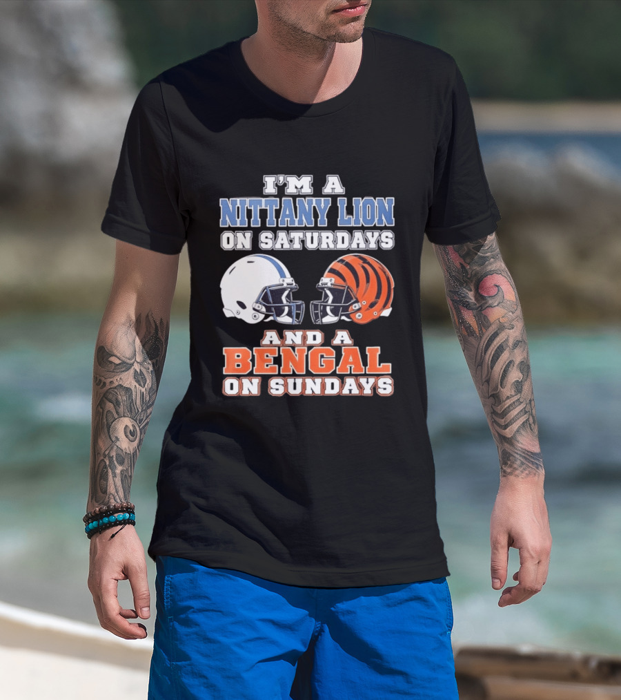 Nittany Lion On Saturdays Bengal On Sundays Football Fan Helmets T-Shirt