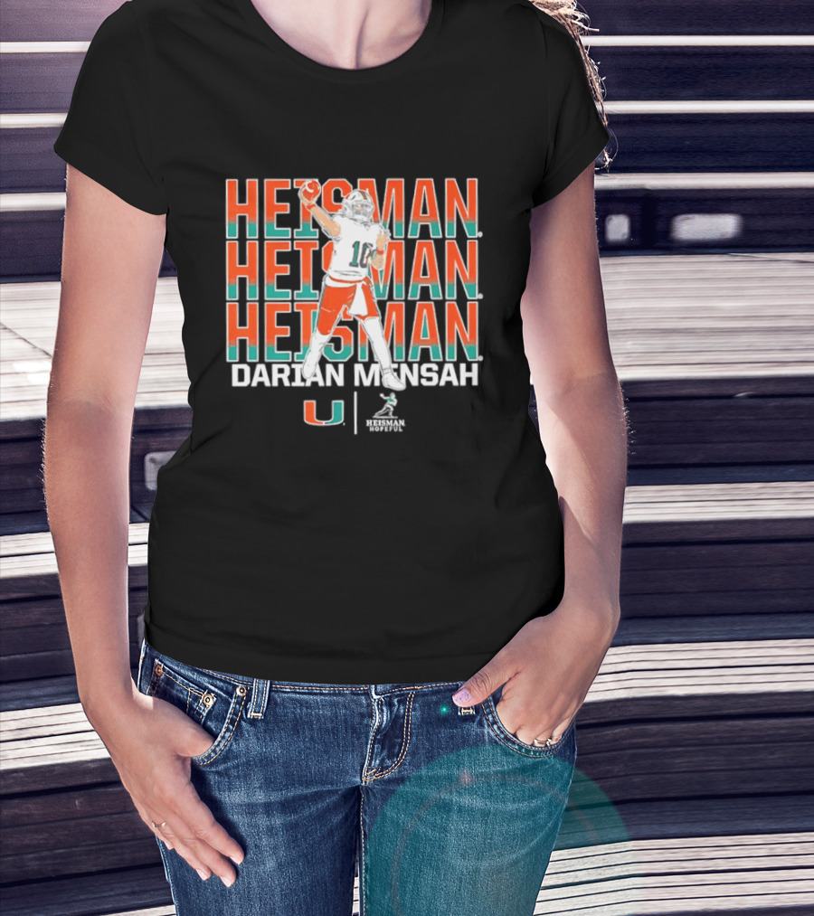 Miami Hurricanes Darian Mensah Heisman Hopeful Football Pose T-Shirt