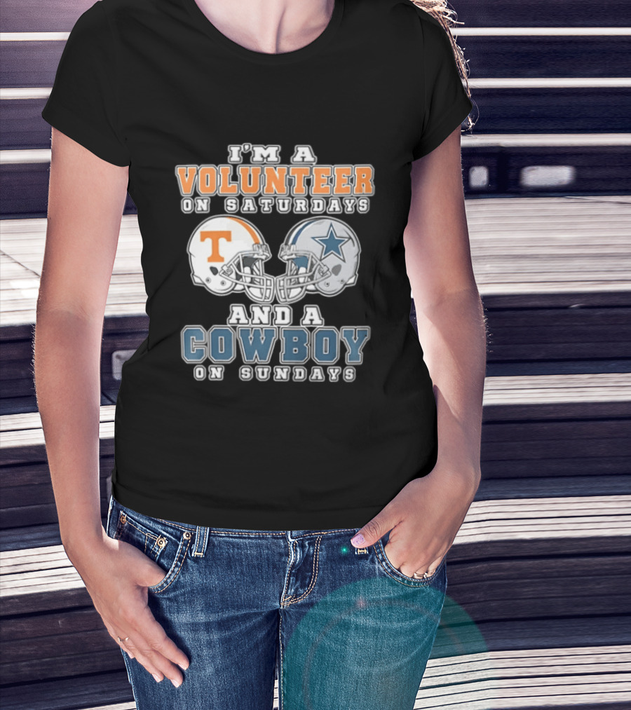 Volunteer On Saturdays Cowboy On Sundays Tennessee Dallas Football Helmets T-Shirt