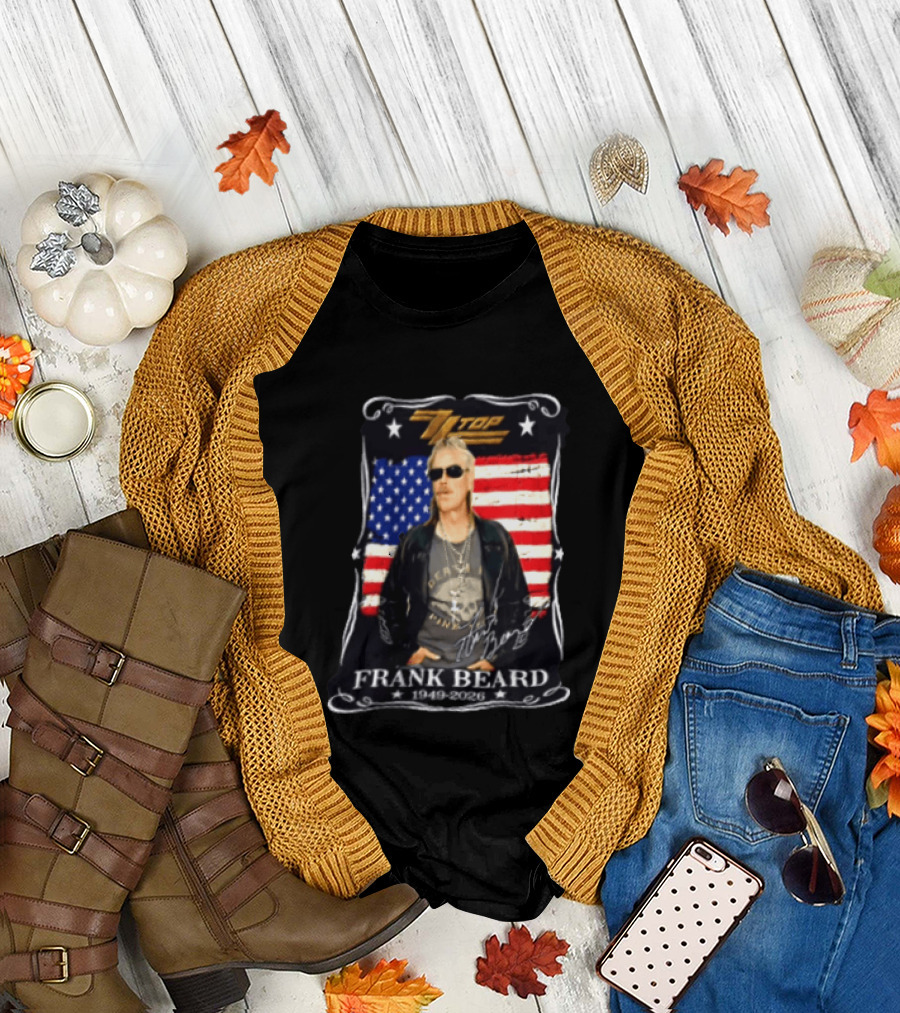 ZZ Top Frank Beard 1949 2026 American Flag Memorial T-Shirt