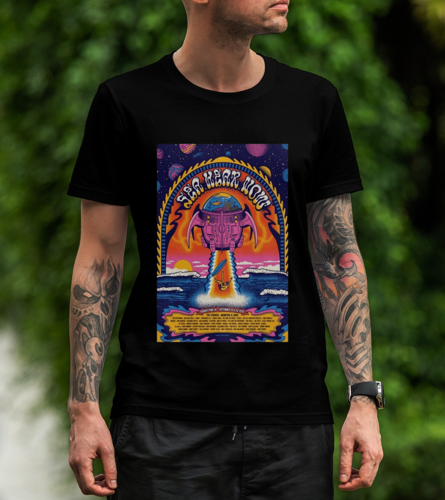 Sea Hear Now Asbury Park September 19 20 2026 The Strokes Mumford & Sons Psychedelic Spaceship Surf T-Shirt