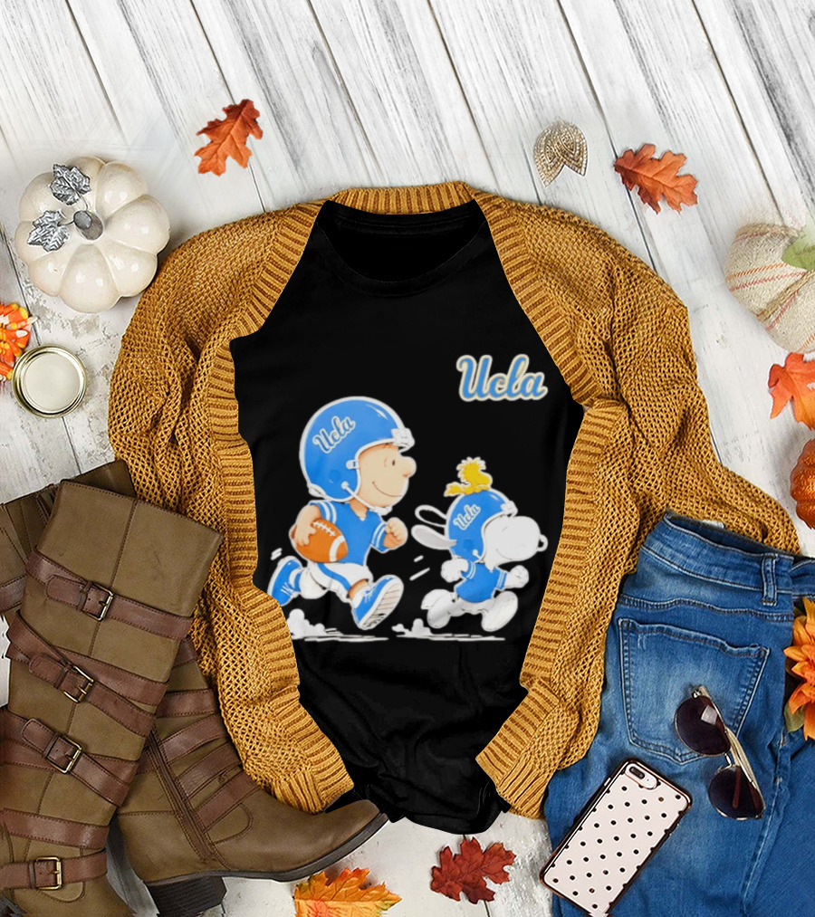 UCLA Charlie Brown Woodstock Snoopy Football NCAA Bruins Collaboration T-Shirt