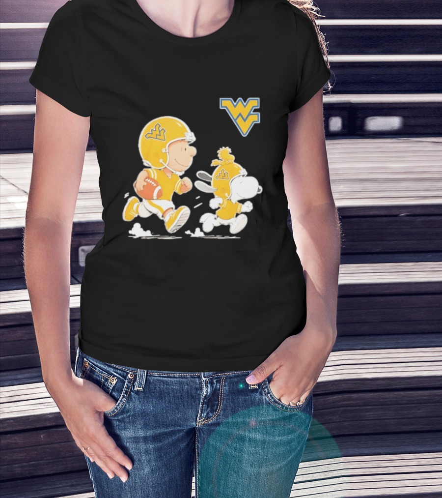 West Virginia Mountaineers Football Snoopy Woodstock Charlie Brown NCAA Running T-Shirt
