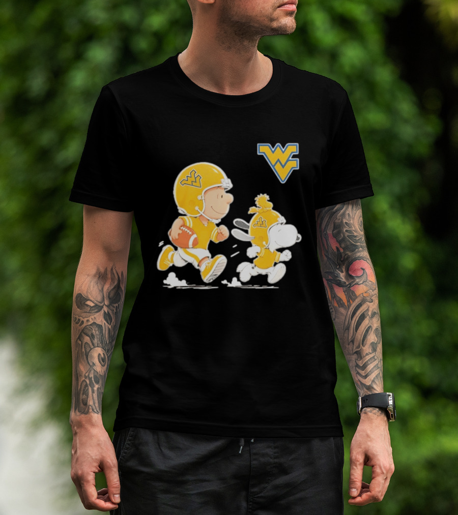 West Virginia Mountaineers Football Snoopy Woodstock Charlie Brown NCAA Running T-Shirt