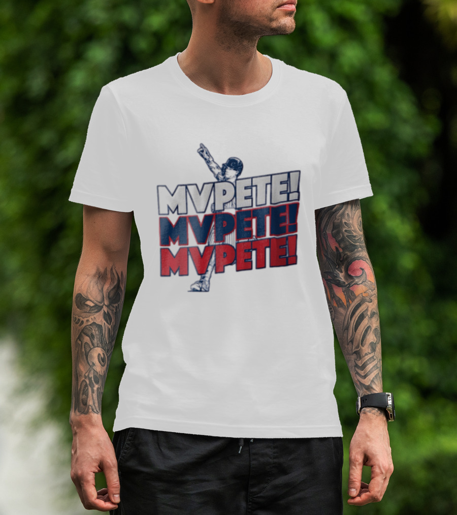 MVPETE Baseball Player Pointing Up Repeated T-Shirt