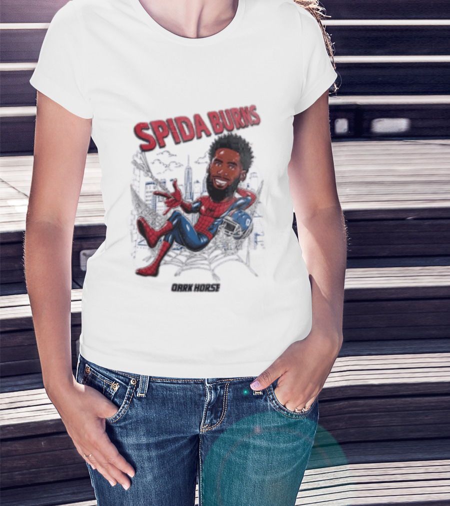 Spida Burns Dark Horse With Spider Man New York Giants T-Shirt