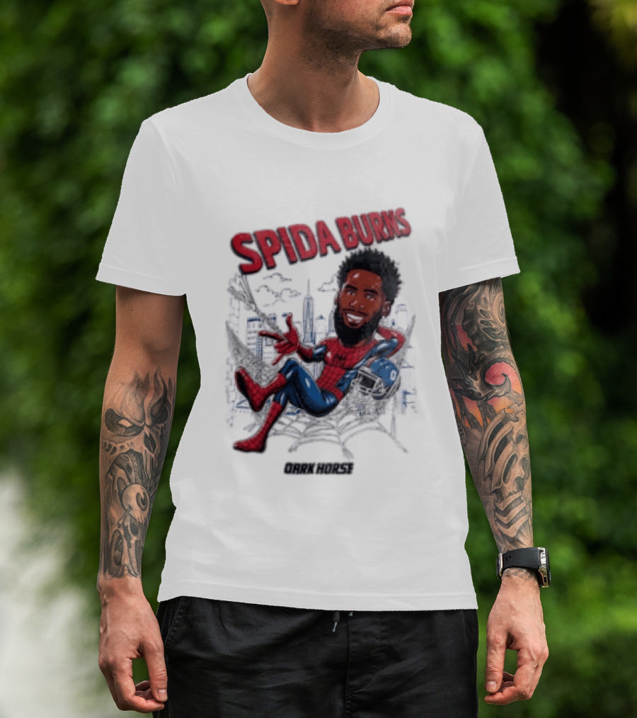 Spida Burns Dark Horse With Spider Man New York Giants T-Shirt