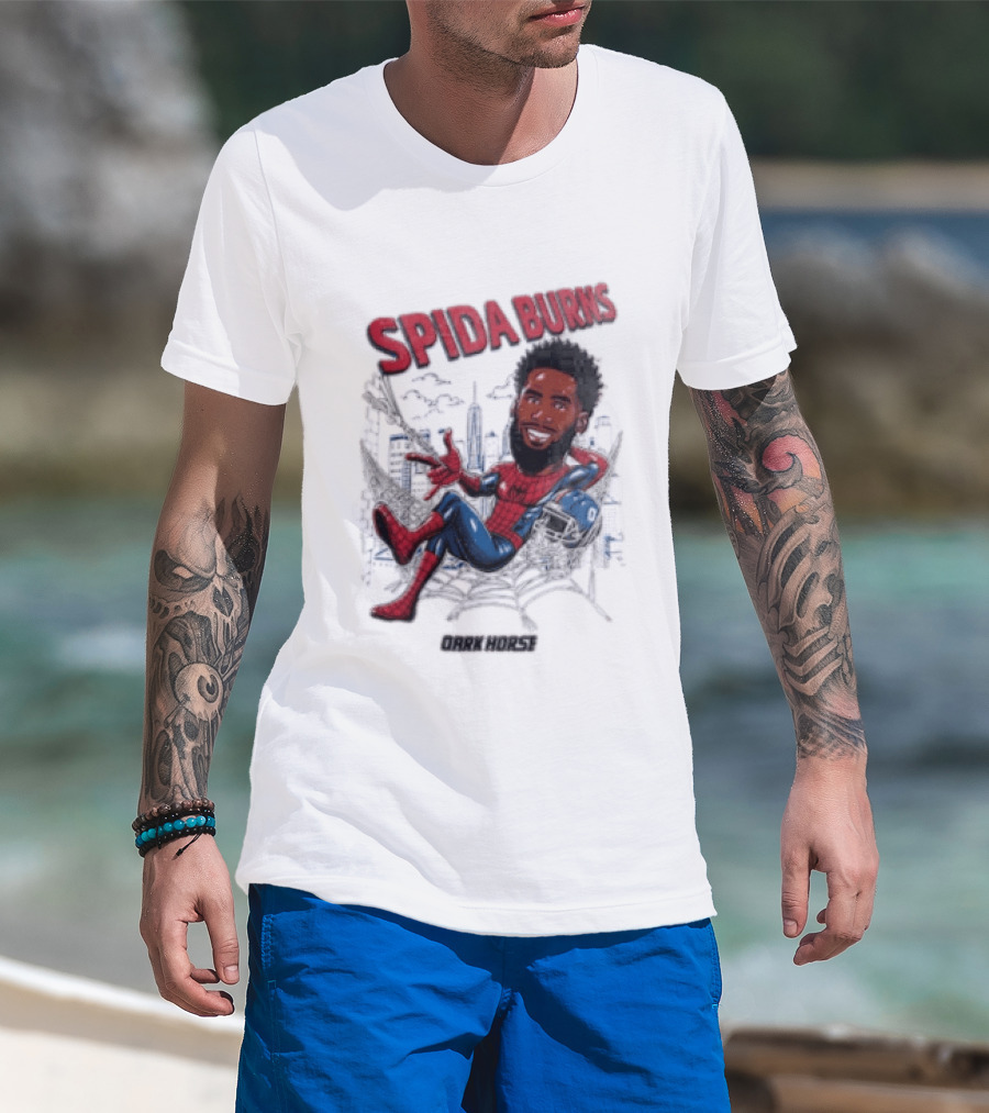 Spida Burns Dark Horse With Spider Man New York Giants T-Shirt