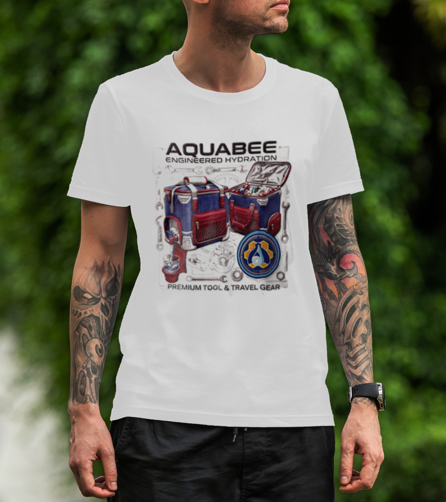 Aquabee Engineered Hydration Premium Tool And Travel Gear Cooler Blueprint T-Shirt