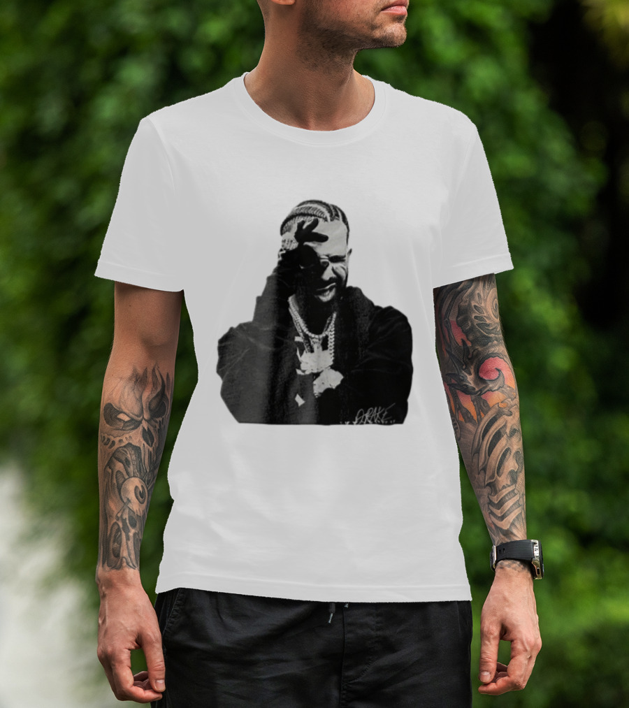 Drake Halftone Rapper Chains Gloves T-Shirt