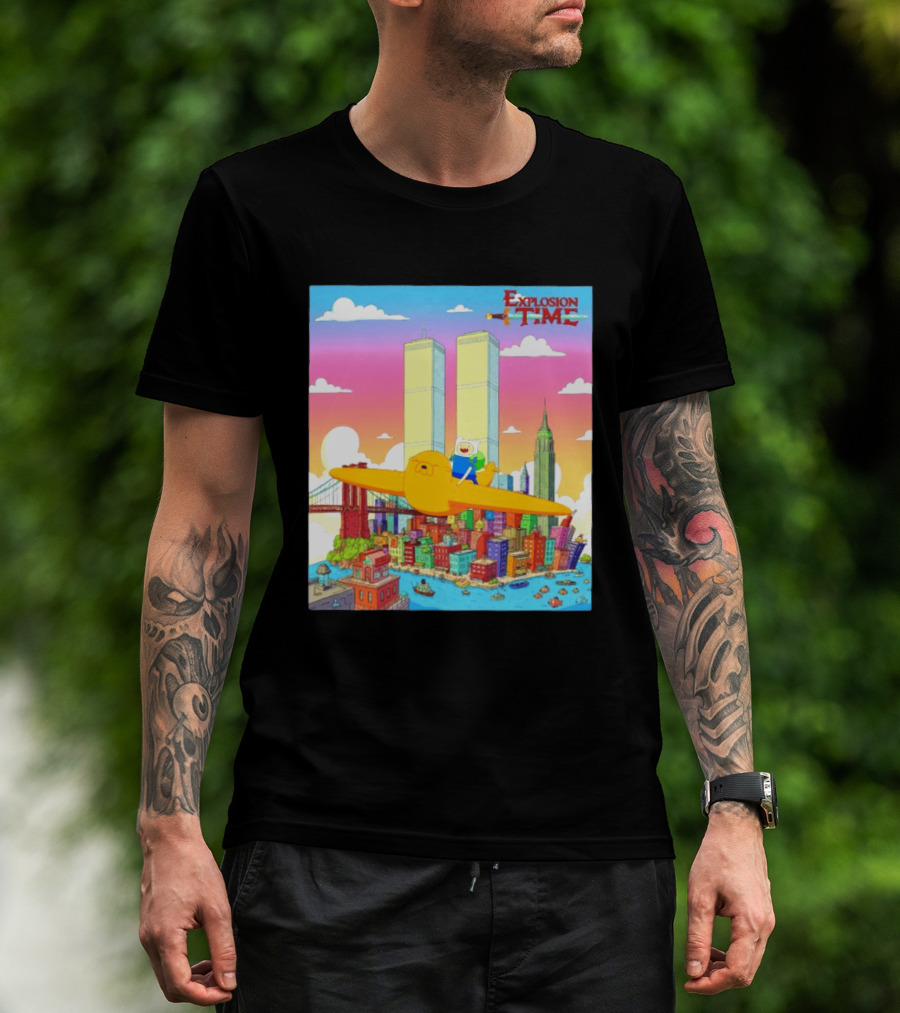 Explosion Time Adventure Finn And Jake NYC Skyline T-Shirt