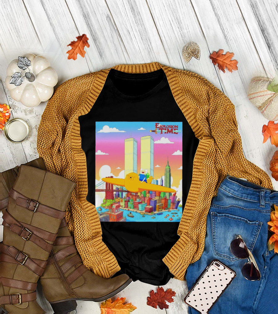 Explosion Time Adventure Finn And Jake NYC Skyline T-Shirt