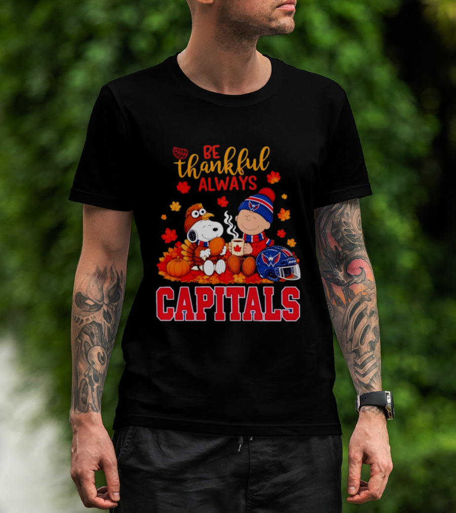 Be Thankful Always Snoopy And Charlie Brown Washington Capitals Cozy Autumn T-Shirt