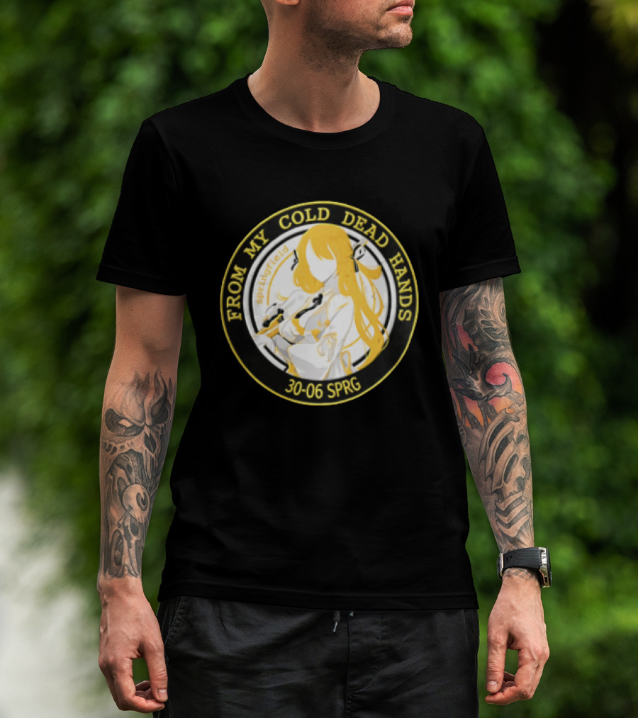 From My Cold Dead Hands Springfield 30 06 Sprg Anime Girl Yellow And Black Circle T-Shirt