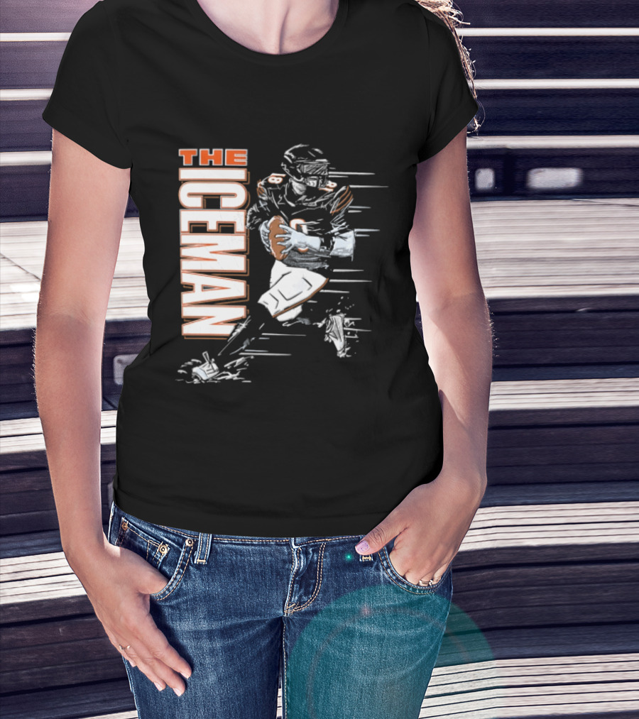 Chicago Bears The Iceman Football Player Running Holding Ball T-Shirt