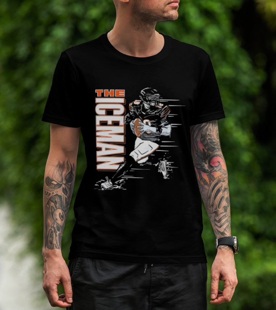 Chicago Bears The Iceman Football Player Running Holding Ball T-Shirt