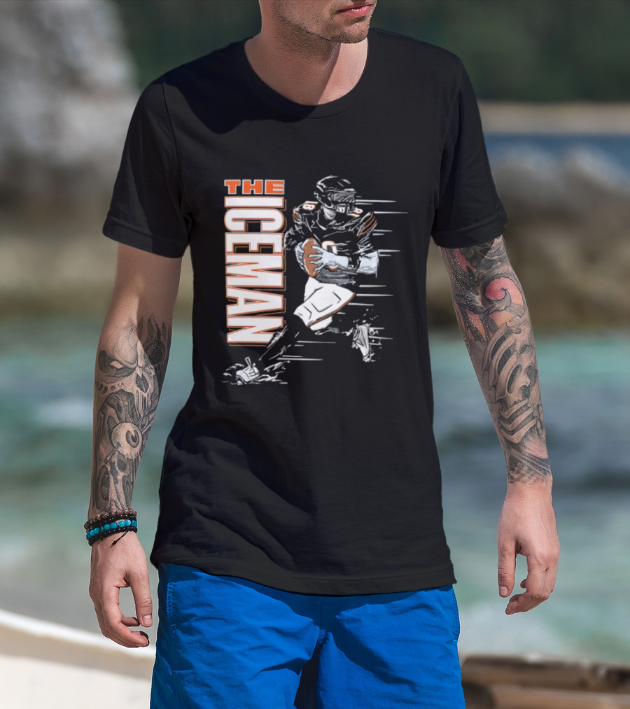 Chicago Bears The Iceman Football Player Running Holding Ball T-Shirt
