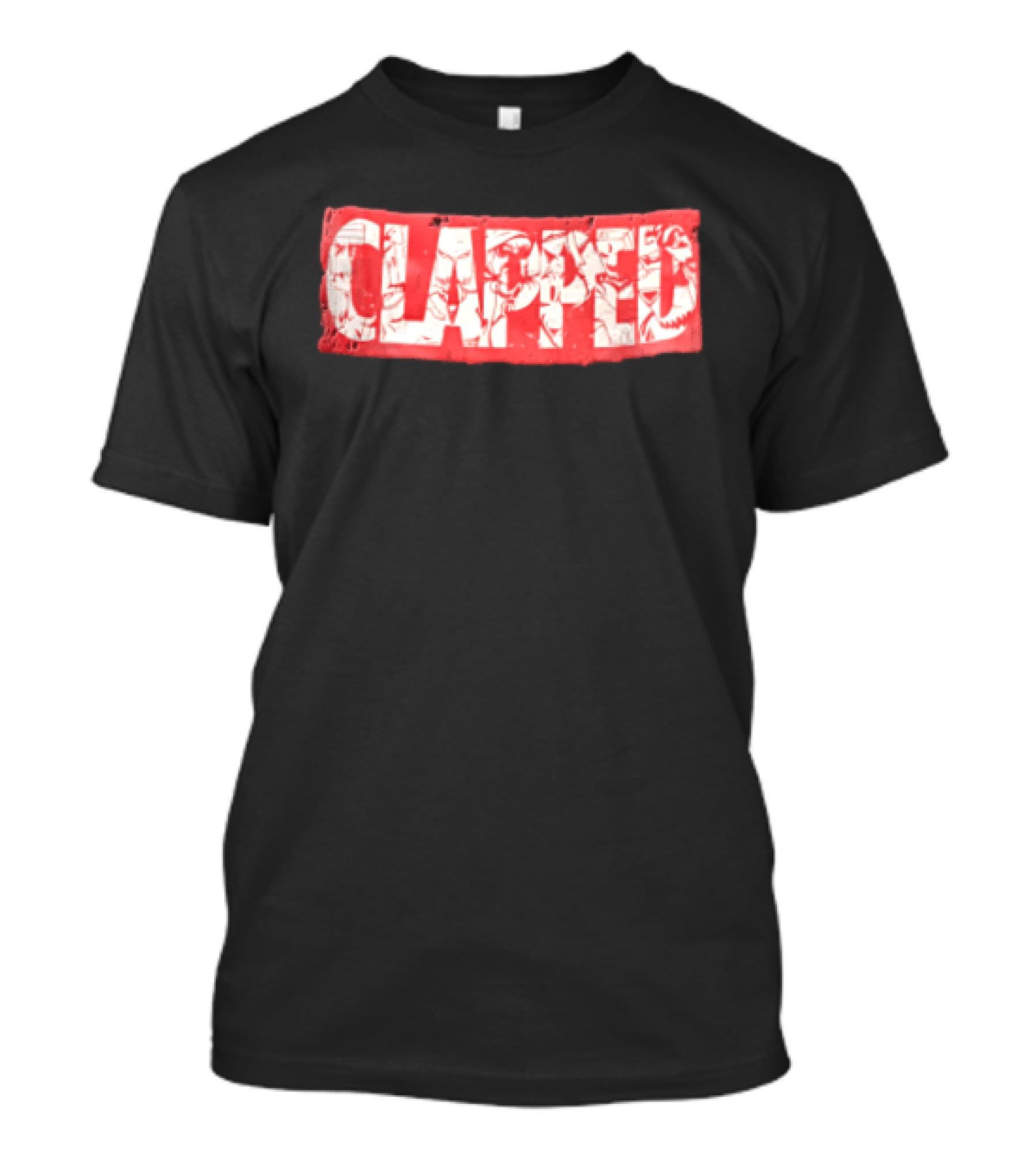 Clapped Red Box Bold Typographic T-Shirt