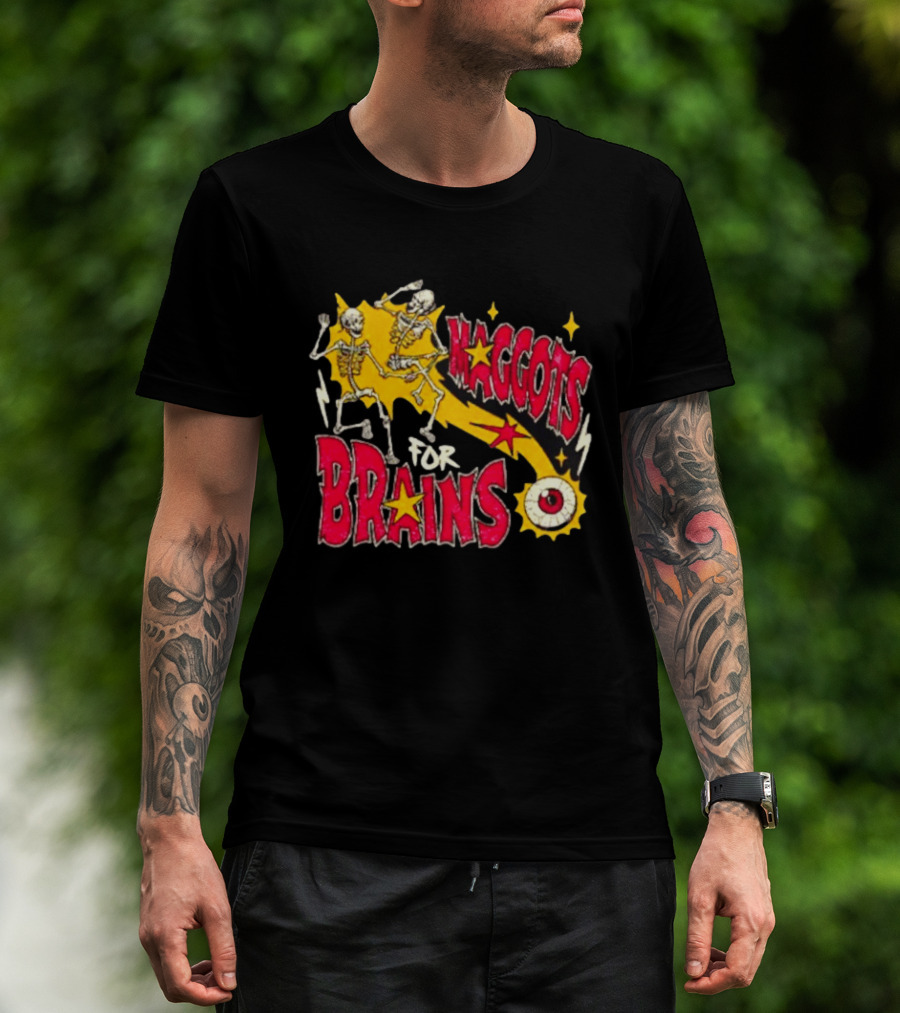 Skeleton Dance Maggots For Brains Halloween Eyeball Stars T-Shirt