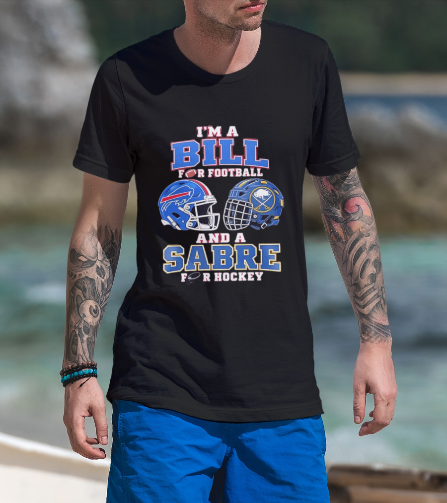 Buffalo Bill Football And Sabre Hockey Fan Helmets T-Shirt