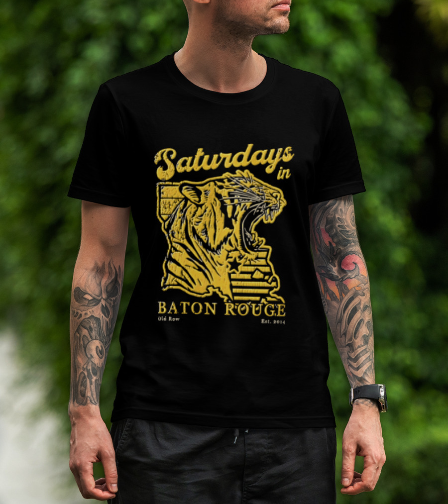 Saturdays In Baton Rouge Kyle Row Miami OH Roaring Tiger Head Louisiana Est 2014 T-Shirt