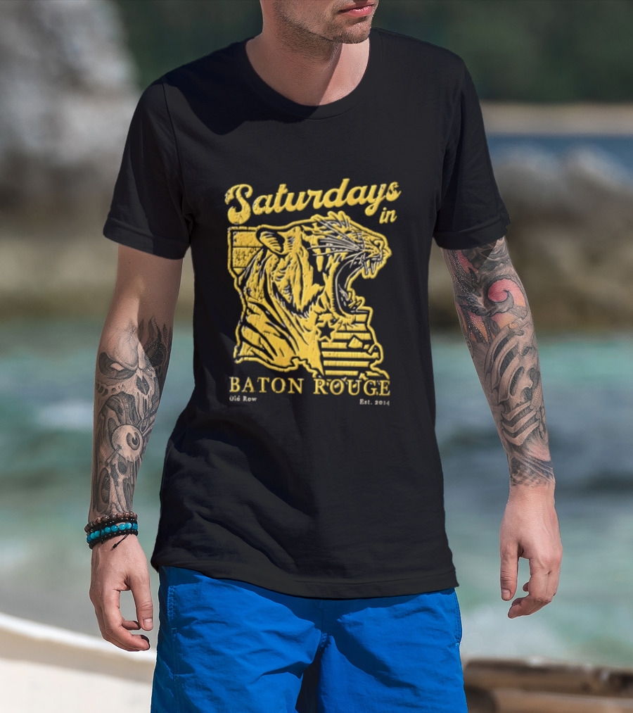Saturdays In Baton Rouge Kyle Row Miami OH Roaring Tiger Head Louisiana Est 2014 T-Shirt