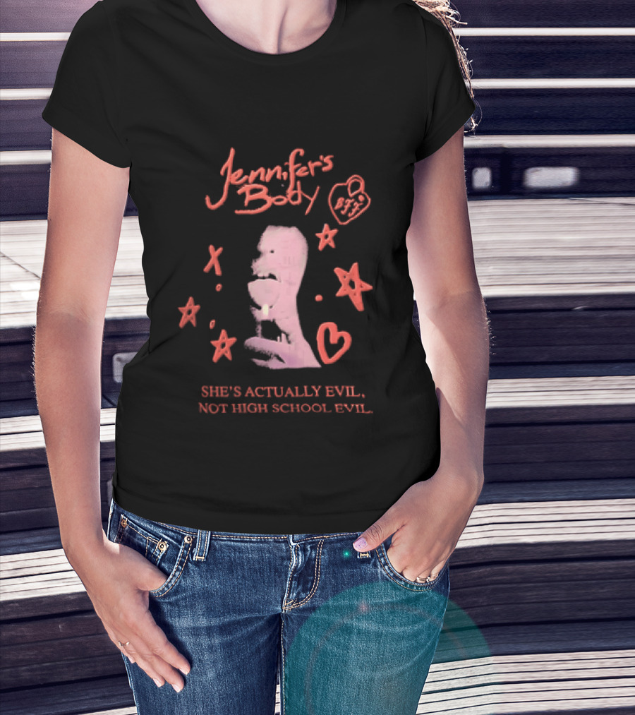 Jennifer's Body She's Actually Evil Not High School Evil Stars And Heart T-Shirt