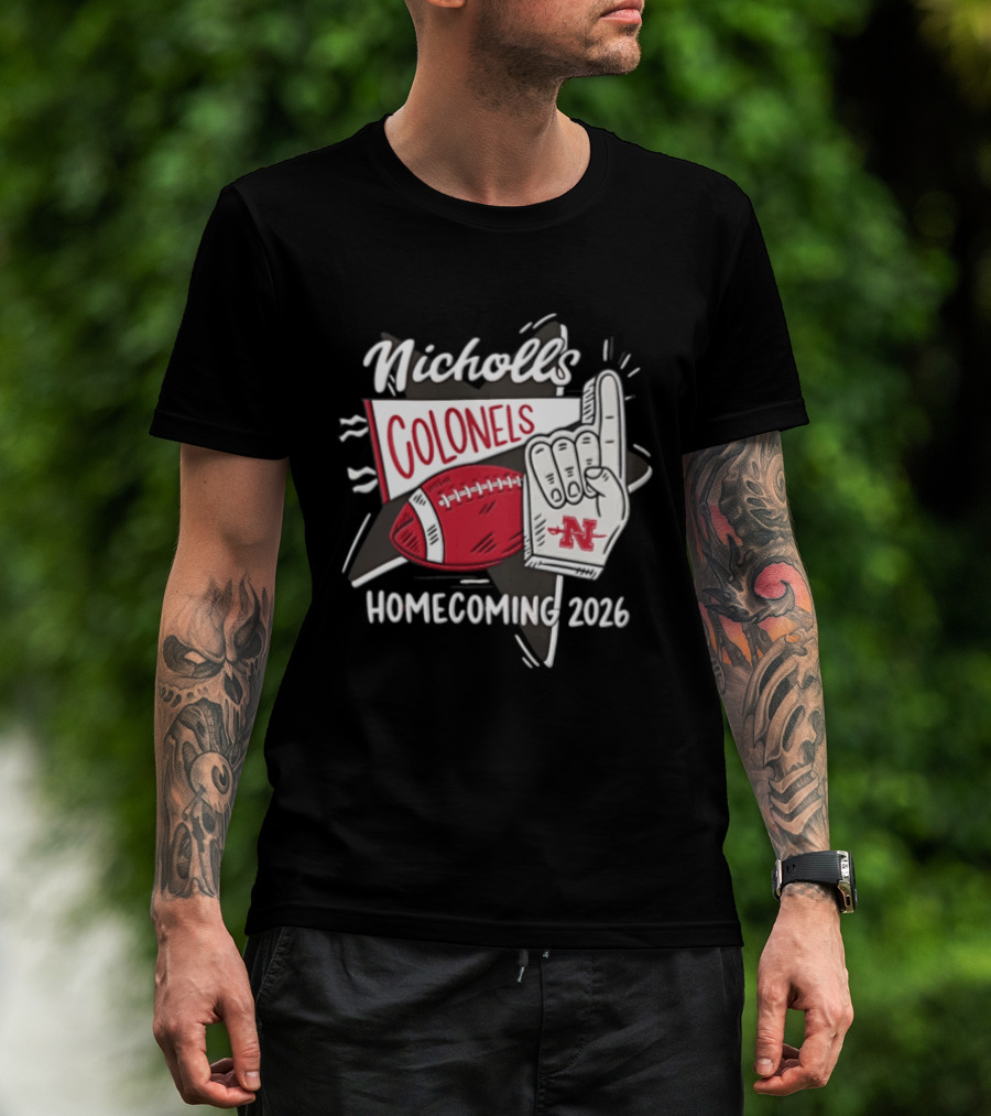 Nicholls Colonels Homecoming 2026 Football Foam Finger Star Pennant T-Shirt