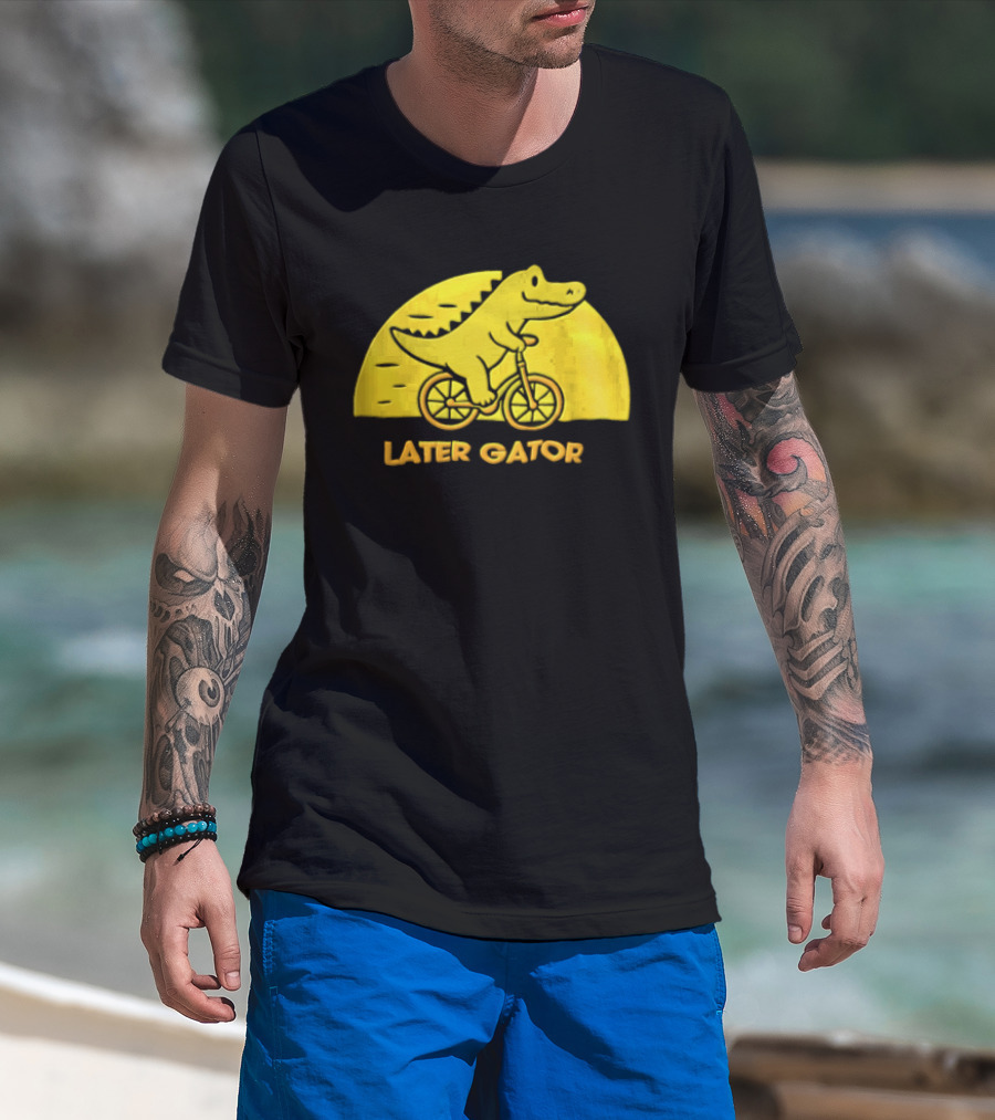 Later Gator Riding Bicycle Fun T-Shirt