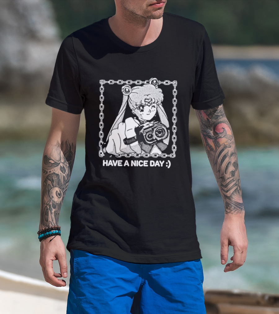 Sailor Moon Have A Nice Day Chain Frame Camera T-Shirt