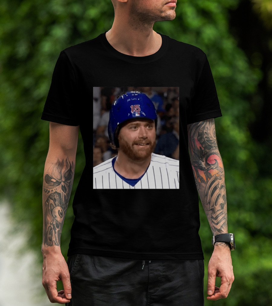Taylor Davis Cubs Number 15 Helmet Stare T-Shirt