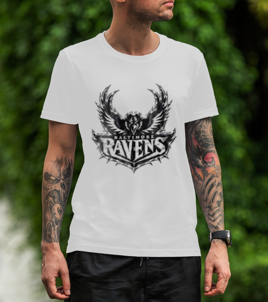 Baltimore Ravens Purple Metallic Bird Ravens T-Shirt