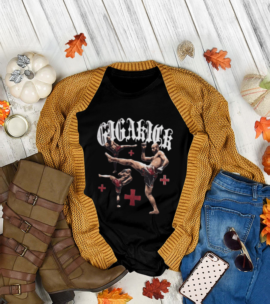 Giga Kick Three Fighters Performing Roundhouse Kicks T-Shirt