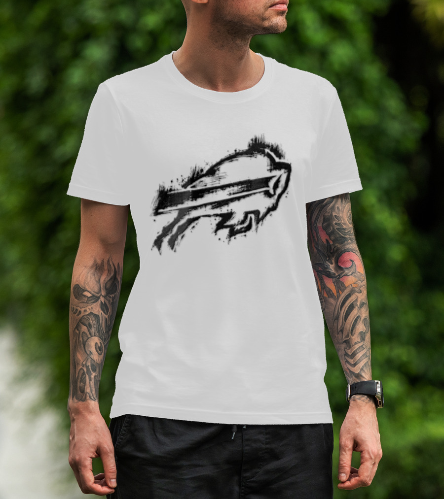 Buffalo Bills Black Ink Style NFL Team Graphic Buffalo Bills T-Shirt