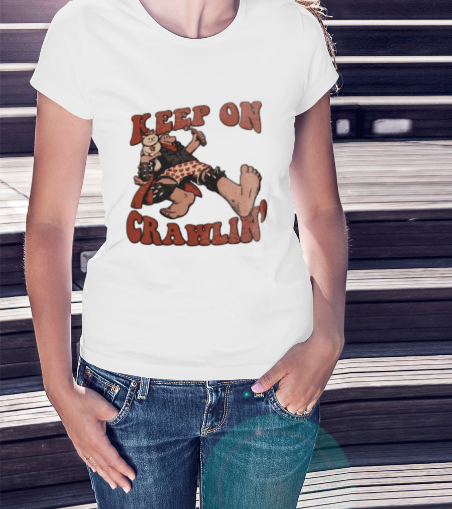 Keep On Crawlin Fat Freddys Cat Cartoon Man Holding Dynamite Cat T-Shirt