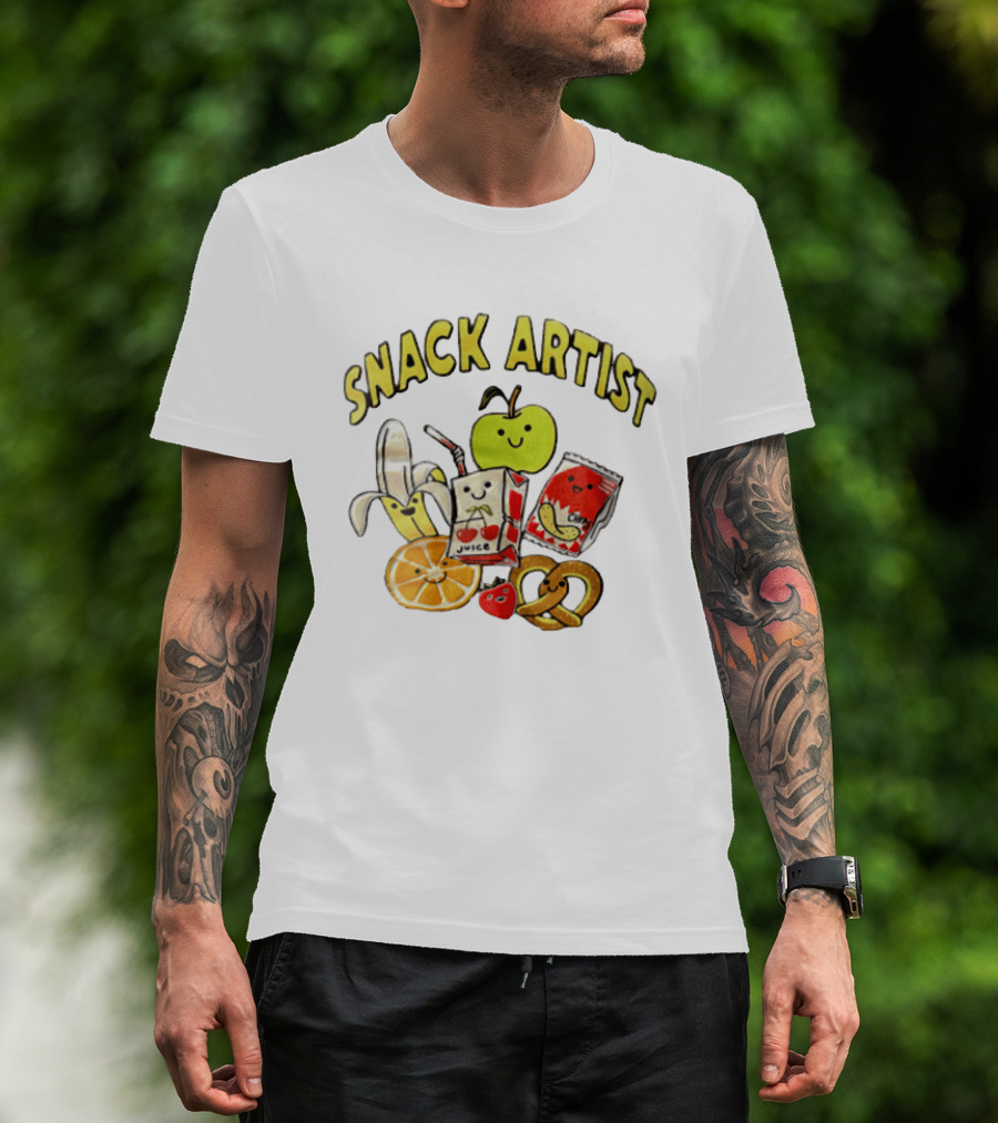 Snacks Juice Banana Apple Chips Pretzel Orange Cartoon T-Shirt