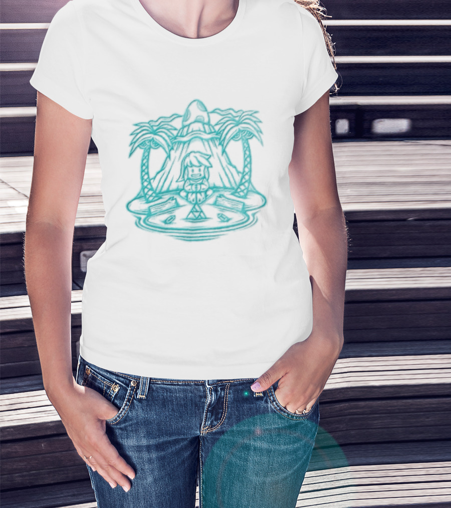 Stranded In A Dream Island Palms Tropical Scene T-Shirt