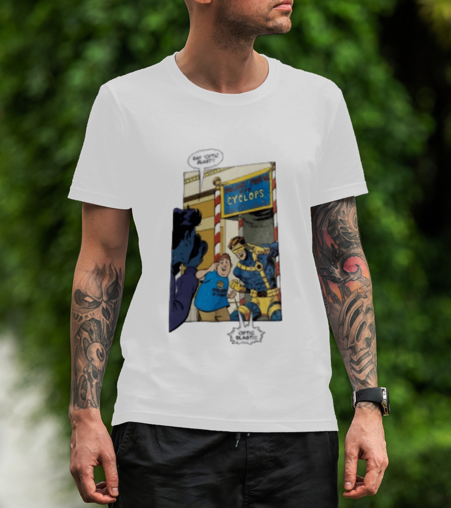 Cyclops Optic Blast Pose Comic Panel Marvel X Men Humor T-Shirt