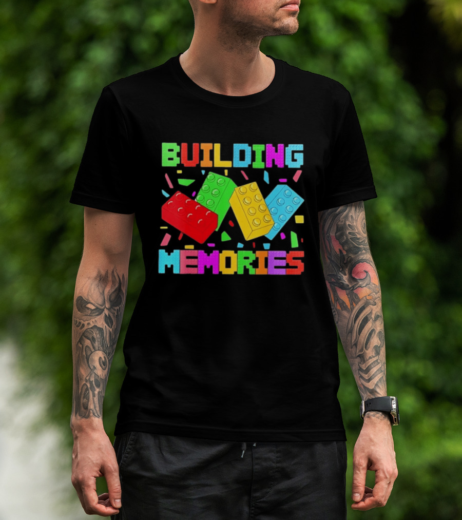 Building Brick Block Memories Colorful Confetti Celebration T-Shirt