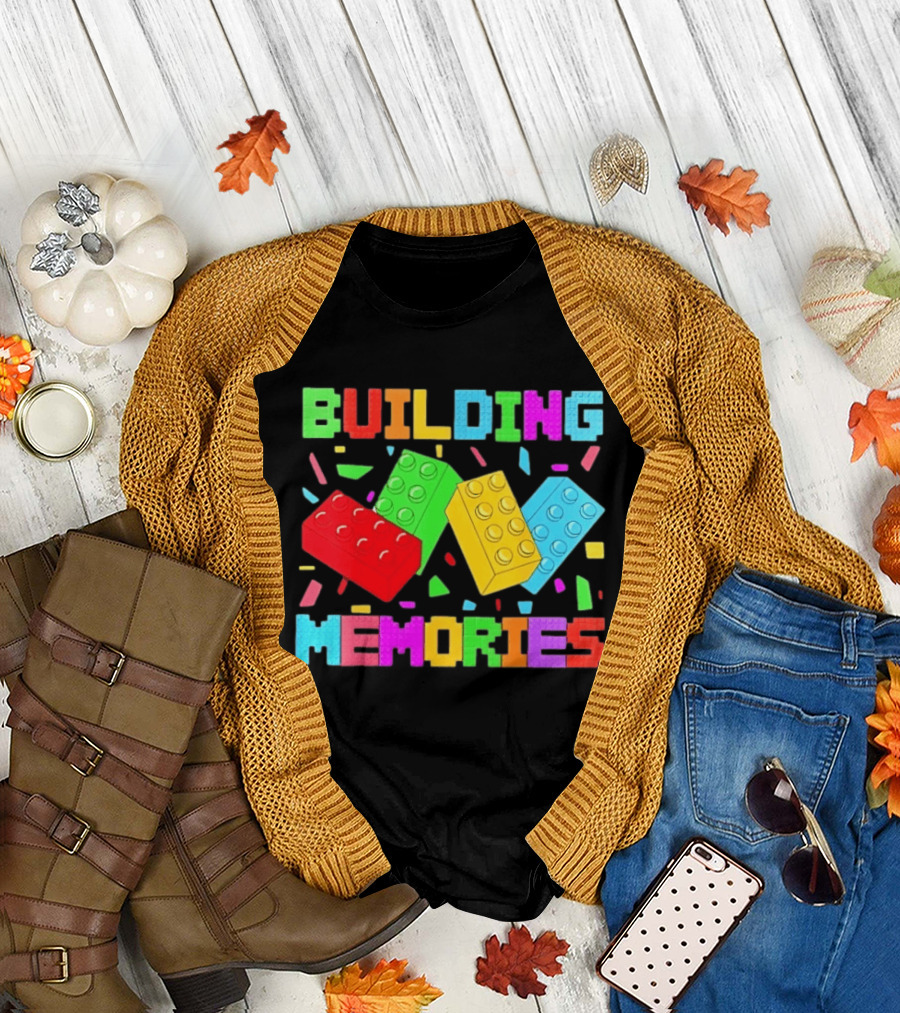 Building Brick Block Memories Colorful Confetti Celebration T-Shirt