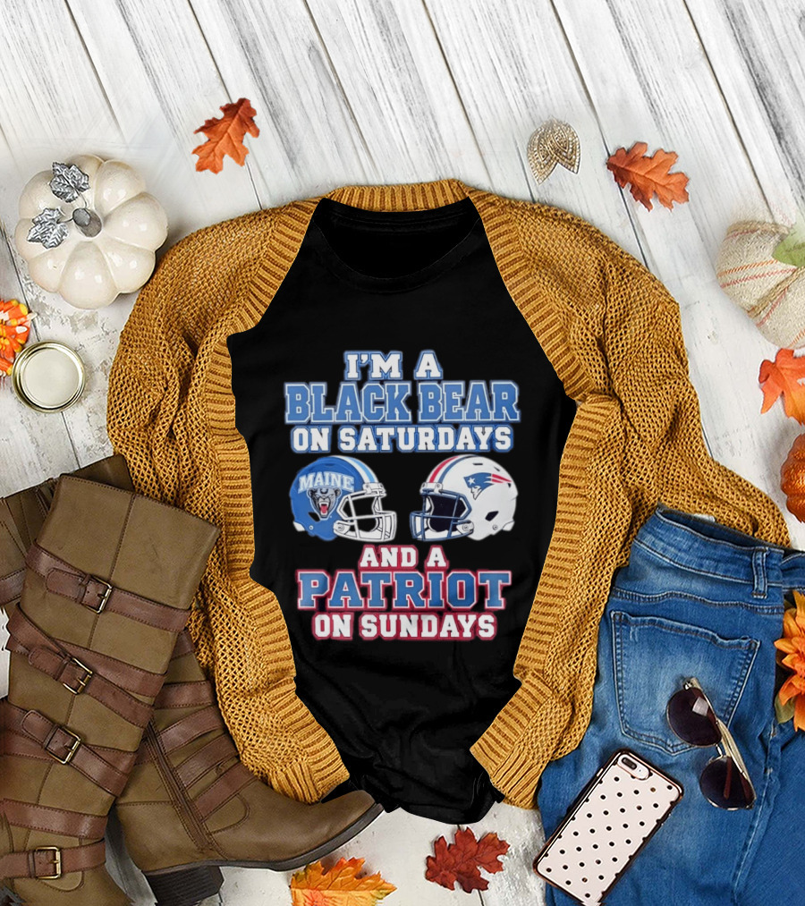 I'm A Black Bear On Saturdays Maine And A Patriot On Sundays T-Shirt