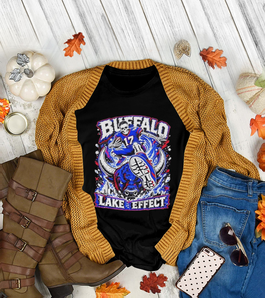 Buffalo Bills Lake Effect 17 Football Player Skull Buffalo T-Shirt